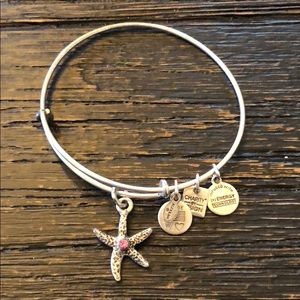 Alex and Ani starfish bracelet with pink crystal